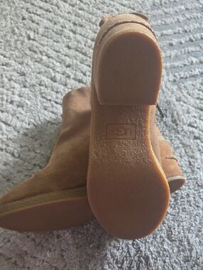 UGG Chestnut Brown Suede Ankle Boot with Block Heel
